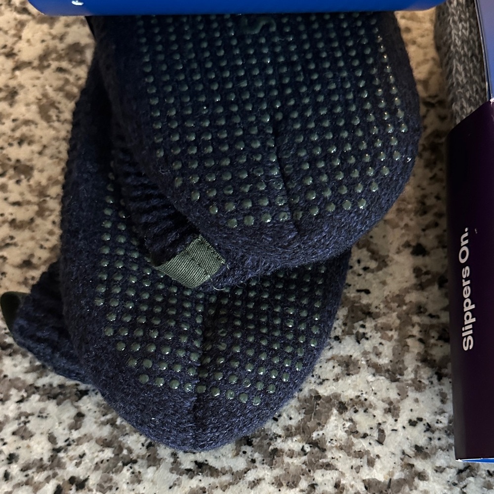 Bombas Men's Gripper Slipper Socks - Dark Blue and Light Gray - Picture 3 of 3